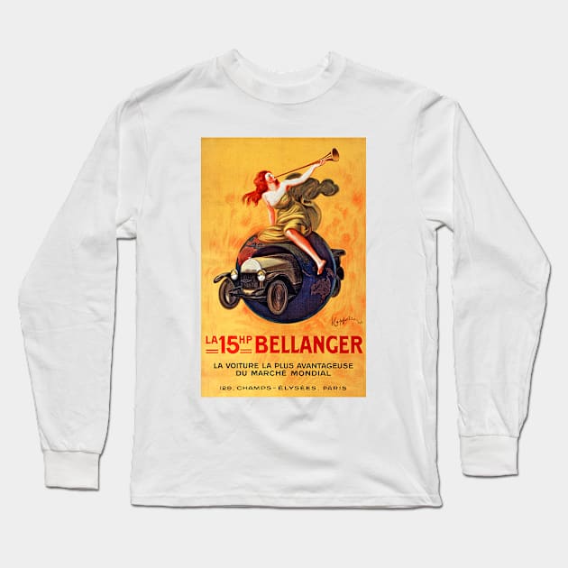 Woman Heralding The 15 HP Bellanger Car, France 1921 Long Sleeve T-Shirt by rocketshipretro